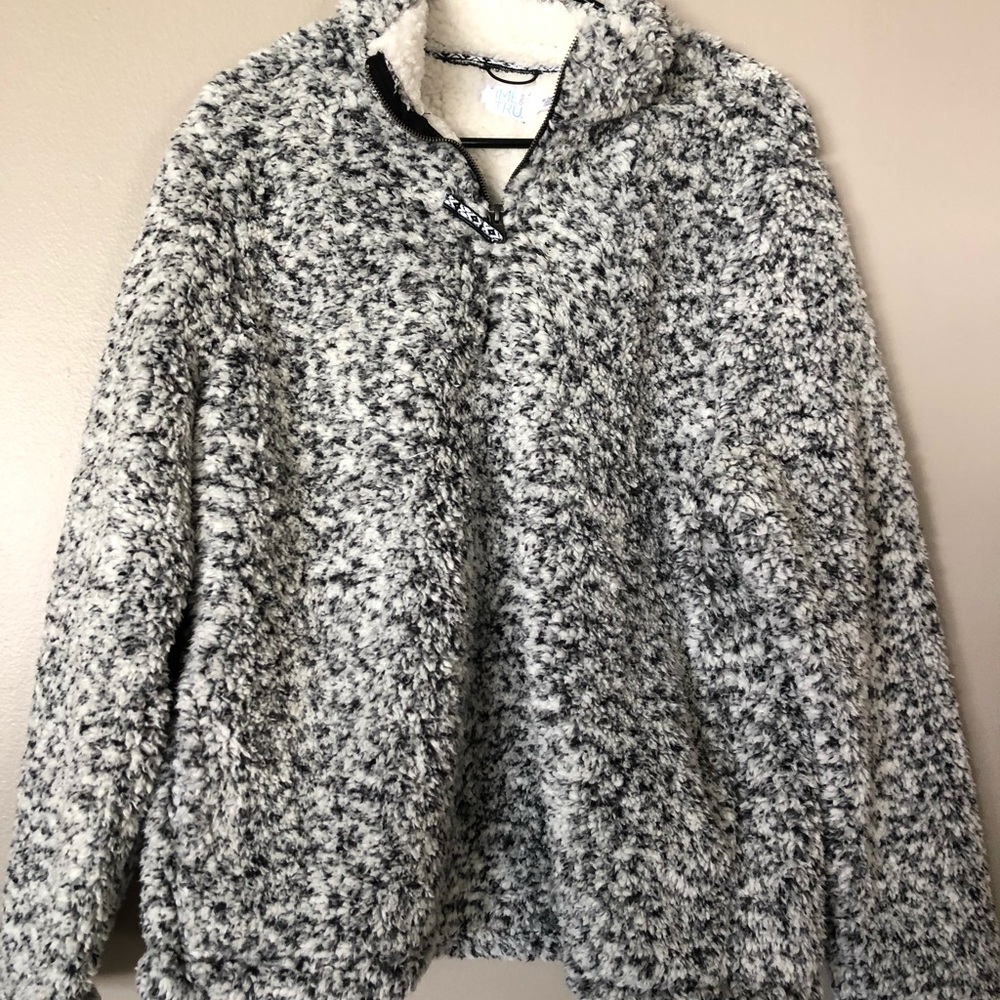 Fluffy quarter zip jacket
